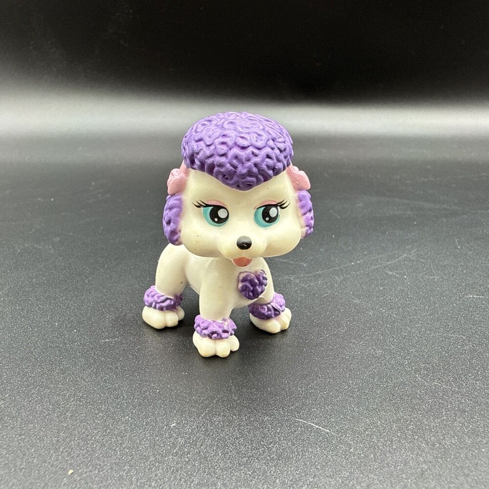 Chic Boutique My Pet Pals White Poodle w Blue Eyes, Purple Hair 2" Dog Figure